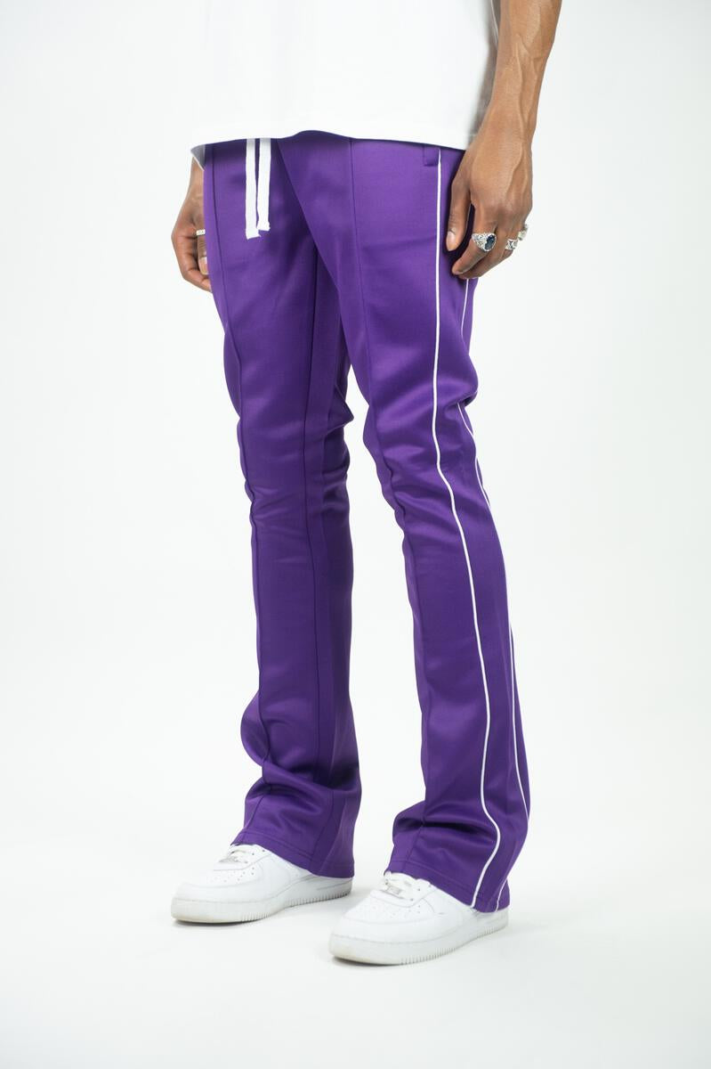 Buy Superstar Dark Purple Crisscross Waist Wide-Leg Track Pants