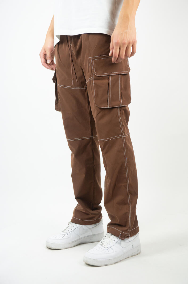 ASOS DESIGN baggy leather look cargo pants with contrast stitch in black -  ShopStyle Chinos & Khakis