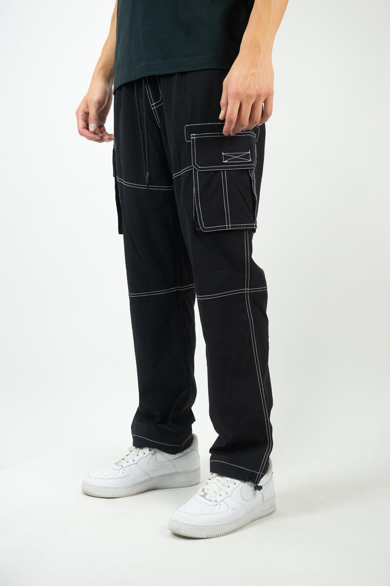 Contrast Stitching Cargo Nylon Pants | Rebel Minds – Mona T-Shirt