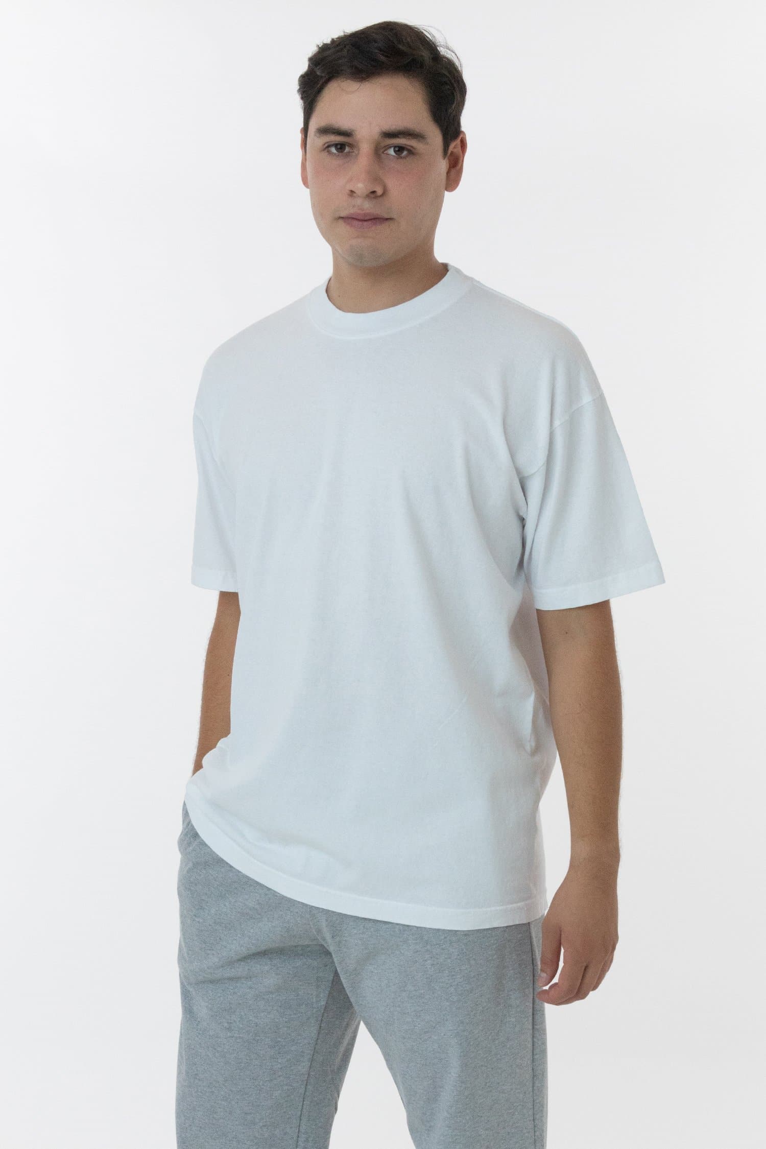 Los Angeles Apparel 6.5 oz. Garment Dye Crewneck T-Shirt | Regular Size | La Apparel White / S