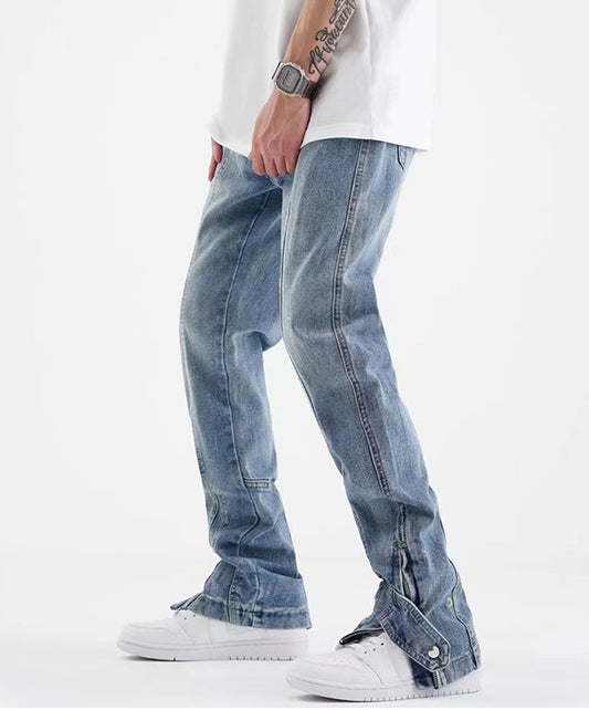 Denim Flare Button Jeans | A2Z