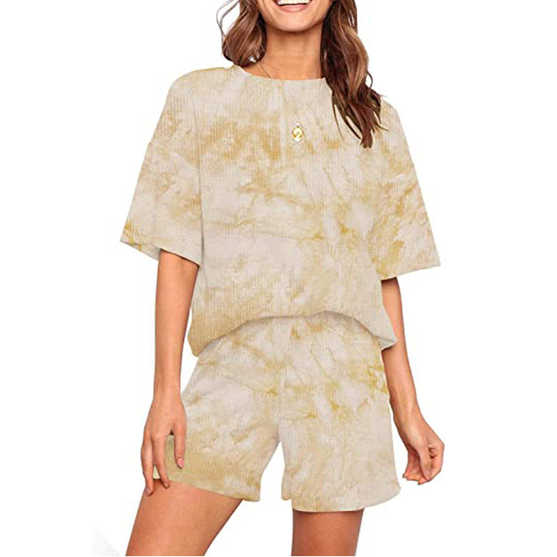 Tie Dye Short Sleeves Top and Shorts Lounge Set | 8820