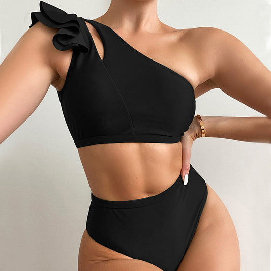 Ruffle Trim One Shoulder Bikini | A2Z