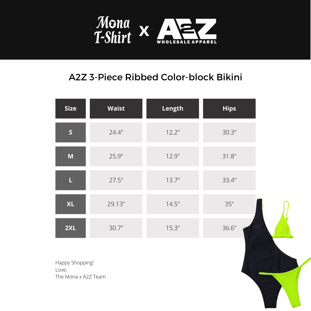 3 Piece Ribbed Color-block Bikini | A2Z
