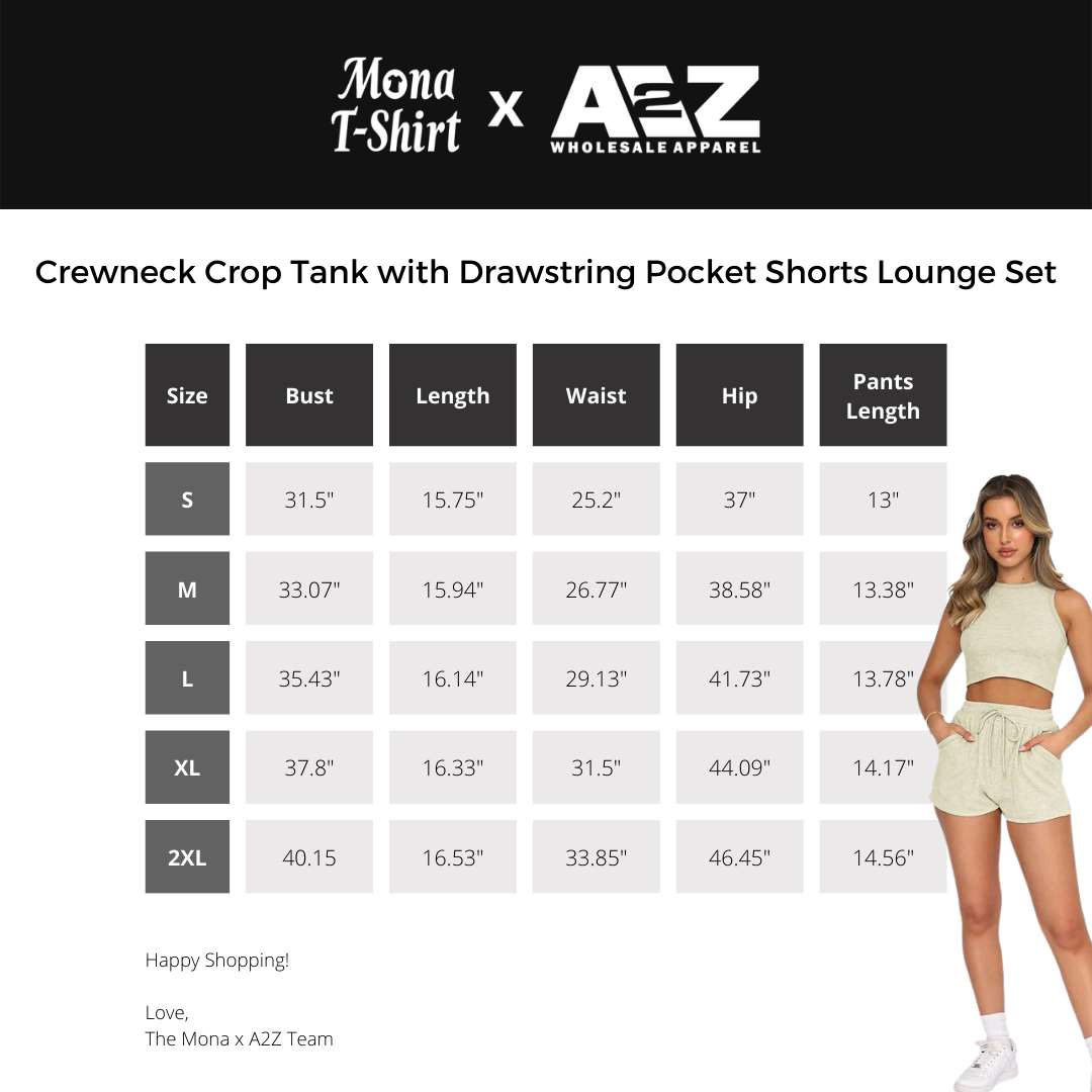 Crewneck Crop Tank with Drawstring Pocket Shorts Lounge Set | 2021833