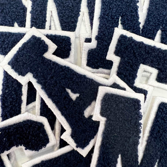3” Chenille Patch (Athletic Font) - Navy Blue