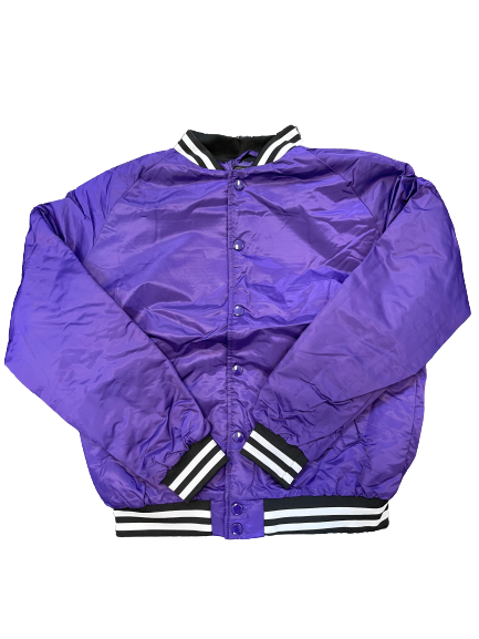 Satin Varsity Cropped Jacket - Lavender