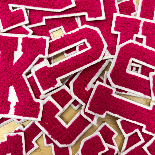 3" Chenille Patch (Athletic Font) - Dark Pink