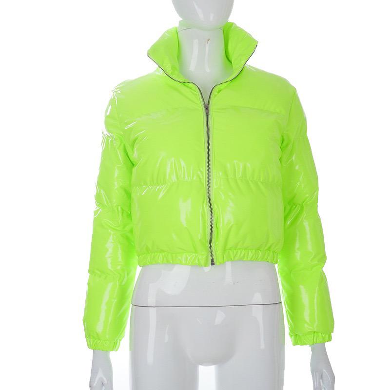Ladies Patent Leather Puffer Jacket