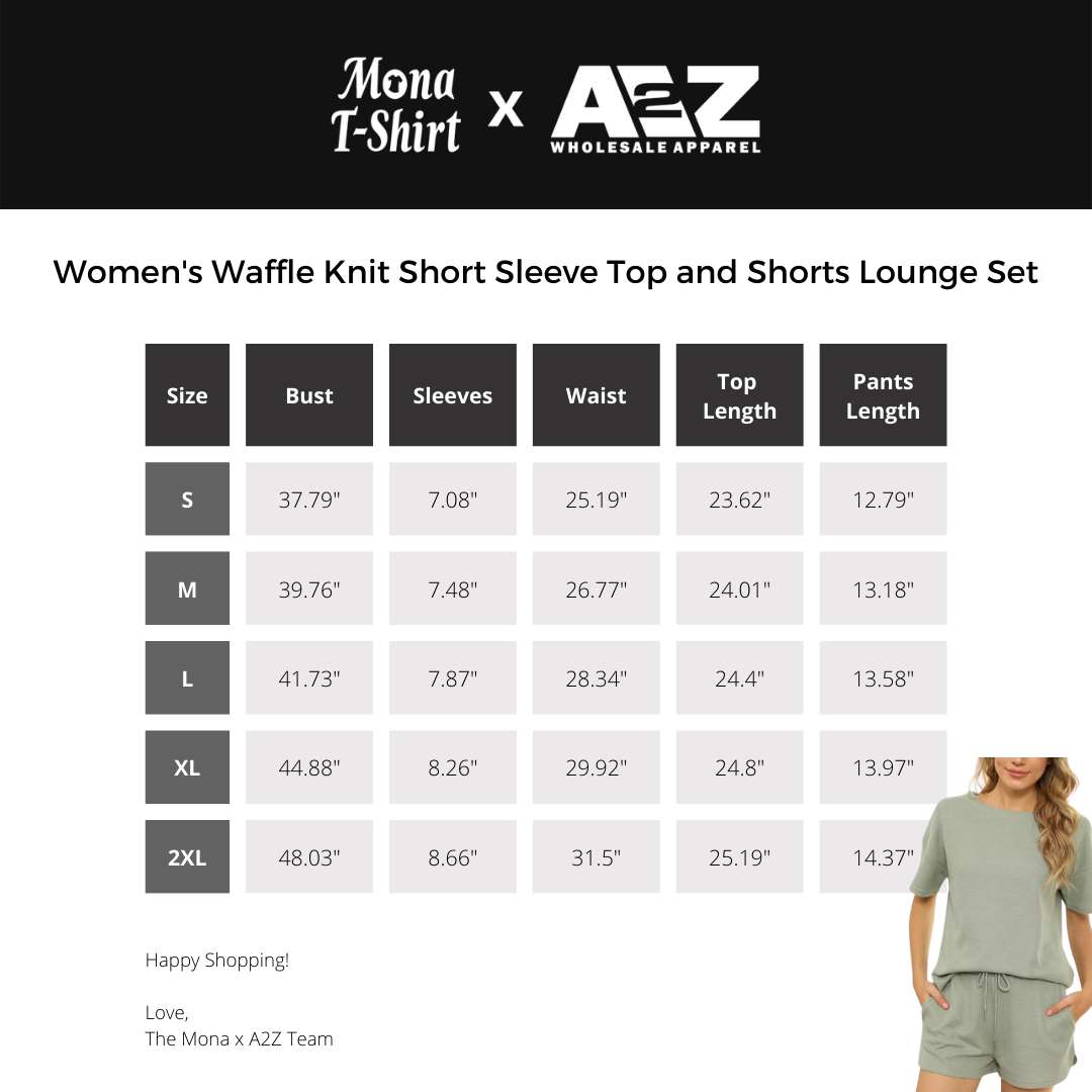 9880 Women's Waffle Knit Short Sleeve Top and Shorts Lounge Set
