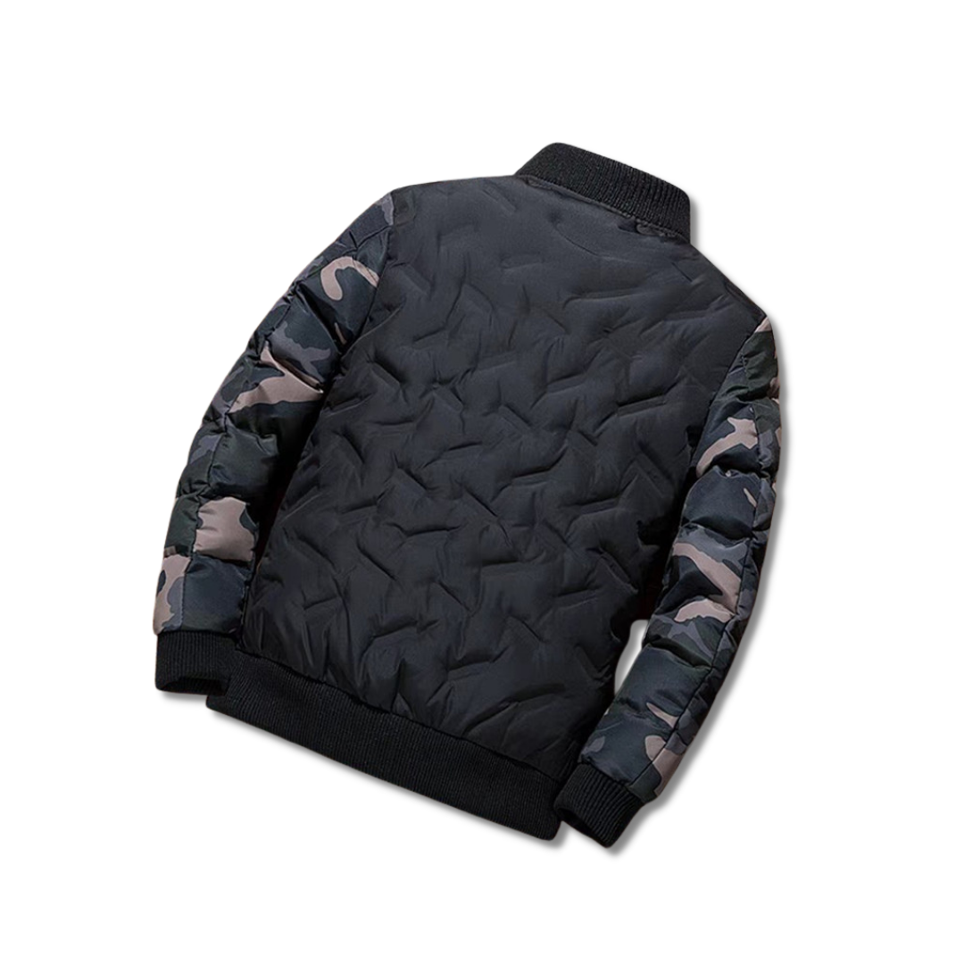 Men's Camo Sleeve Quilted Bomber Jacket