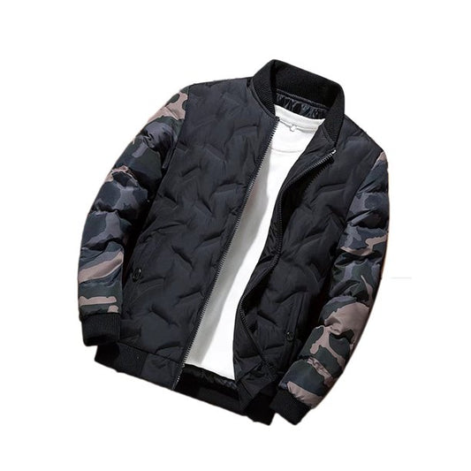 Men's Camo Sleeve Quilted Bomber Jacket